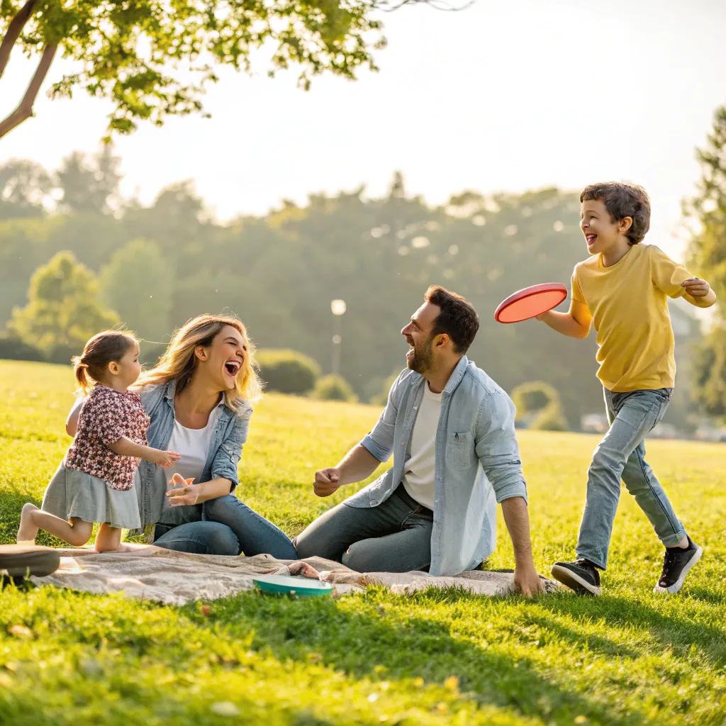 Happy family playing together